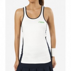Camiseta tirantes padel pro blanca logo verde